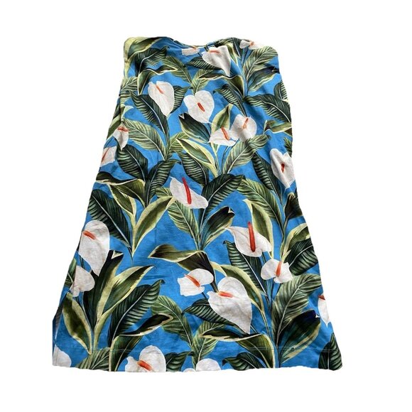 NWT FARM Rio Blue Anthurium Garden Organic Cotton Mini T-shirt Dress Medium - Picture 8 of 15